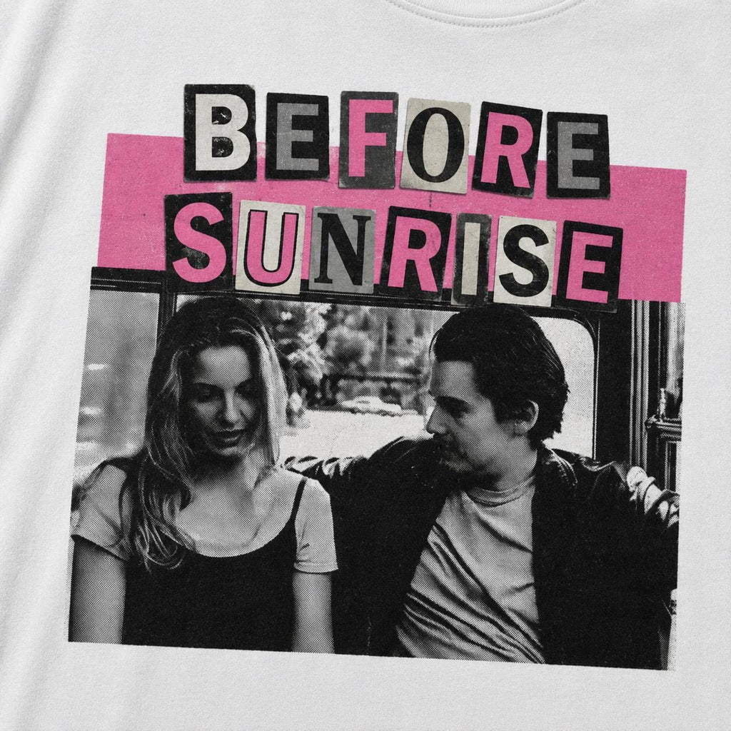Before Sunrise T-Shirt, bubblegum pink 90s romance cinephile bootleg tee