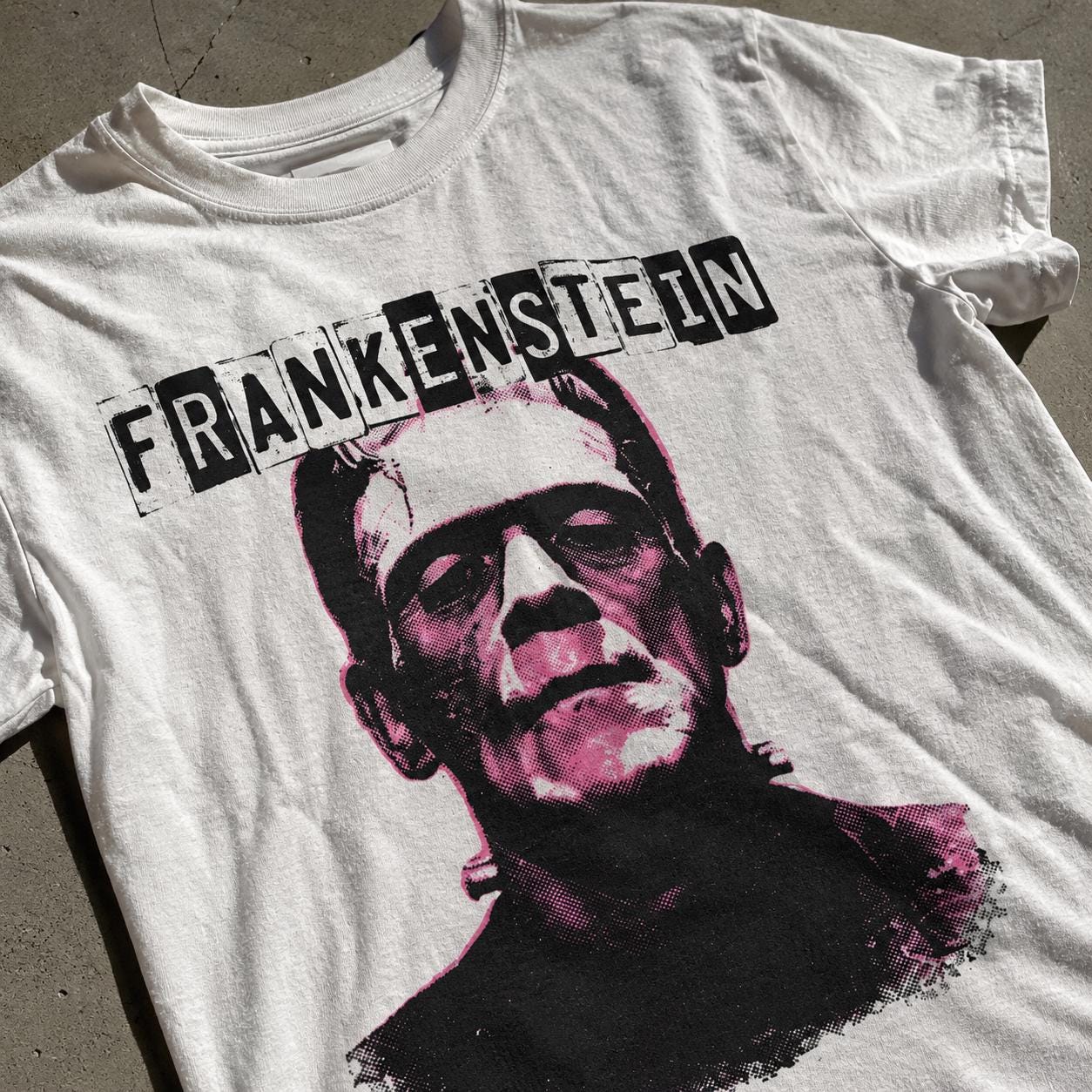 Frankenstein Y2K Punk Pink Scene Emo Mall Goth Vintage Horror Monster Shirt